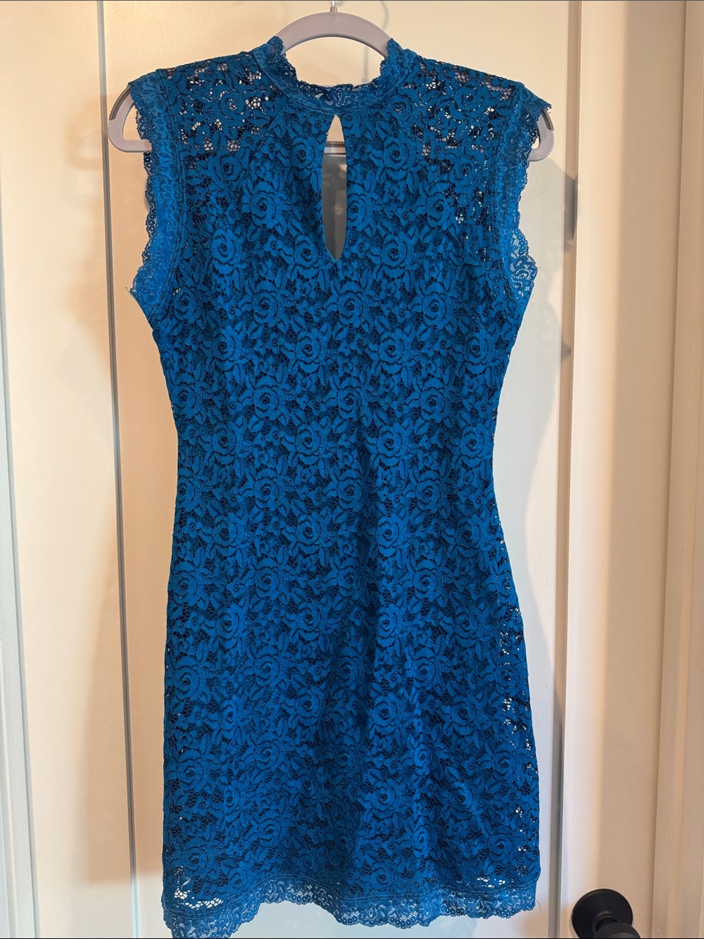 bebe Teal Lace Mini Dress with Keyhole